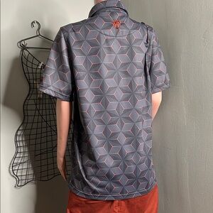 Modern Geometric Men's Shirt in Gray and orange
